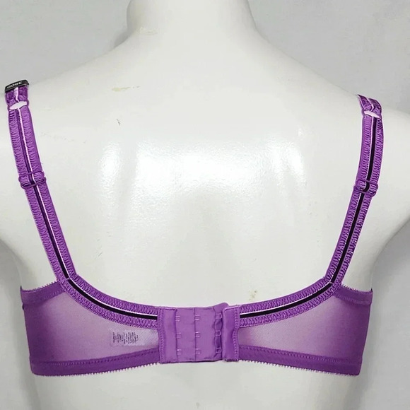38C Paramour 115009 Ellie Demi Unlined Sheer Lace Underwire Bra Purple NWT - Picture 3 of 11